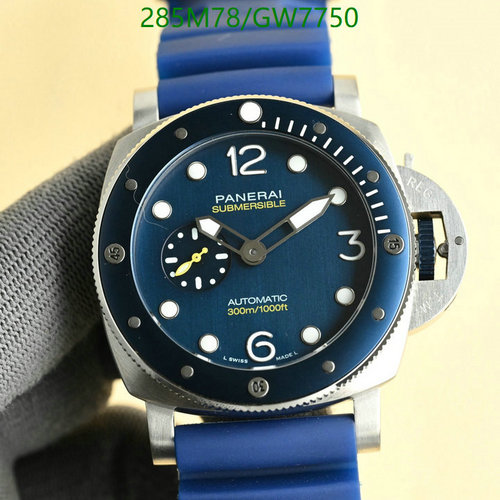 Panerai Submersible Automatic Watch - 45mm Stainless Steel & Blue Rubber Strap