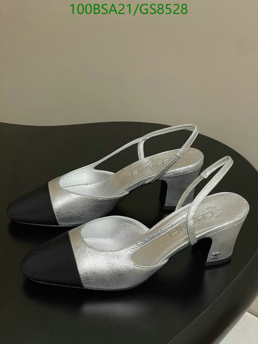 Chanel Women's Slingback Pumps - Black Toe Silver Leather Heels