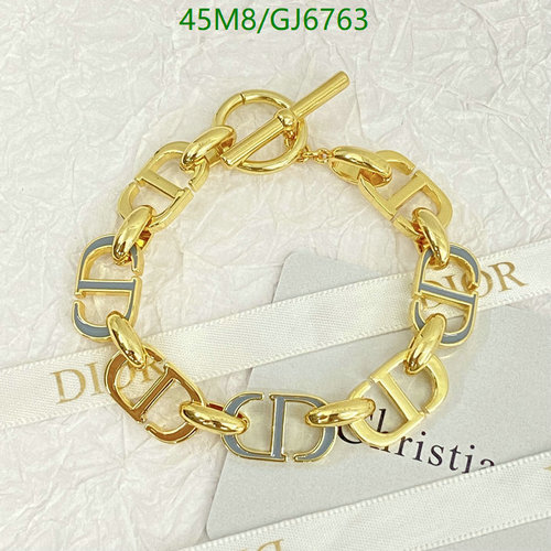 Dior CD Chain Bracelet Gold Tone Enamel Toggle Clasp
