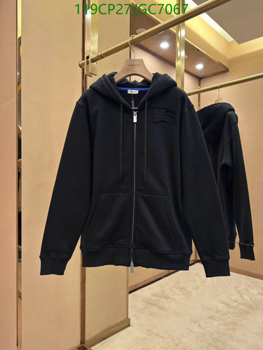 Burberry Men's Black Zip-Up Hoodie with Iconic Equestrian Knight Detail