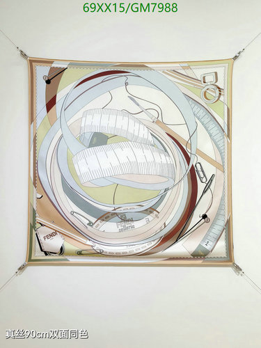 Fendi Silk Scarf with Unique Tailoring Print - 90x90CM Luxurious Accessory