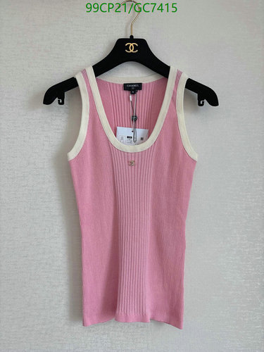 Chanel Pink Ribbed Knit Sleeveless Top with Contrast Trim - Elegant & Comfortable