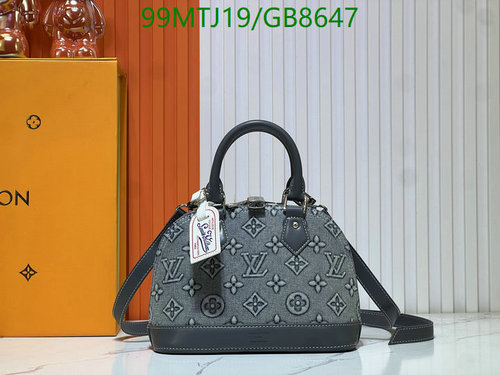 Louis Vuitton Alma BB Handbag - Denim Monogram with Leather Trim