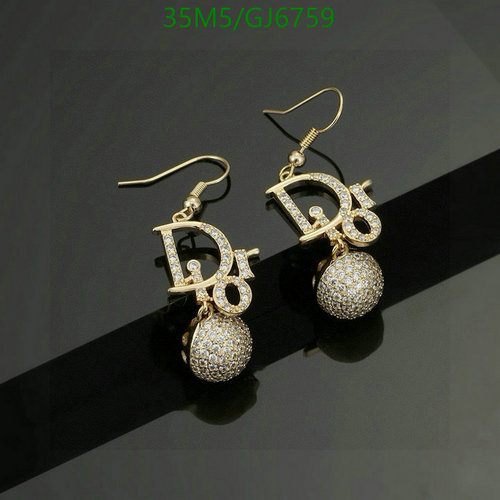 Dior Crystal Logo Drop Earrings