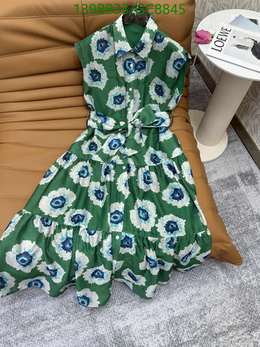 Dior Green Floral Sleeveless Silk Midi Dress with Tie Waist