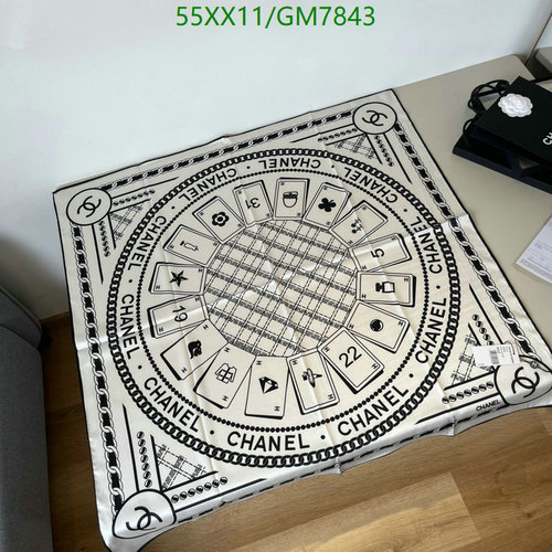 Chanel Silk Scarf with Iconic Playing Card Design - Luxurious & Versatile