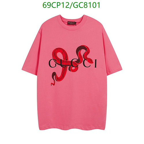 Gucci Unisex Pink Snake Print T-Shirt - Casual & Stylish Crew Neck Tee