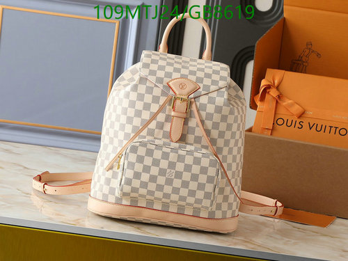 Louis Vuitton Montsouris Backpack: Stylish Damier Azur Coated Canvas Bag