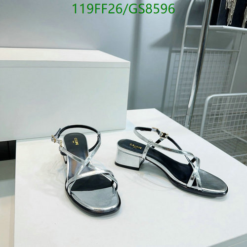 Celine Women's Silver Strappy Heeled Sandals - Elegant Low Block Heel