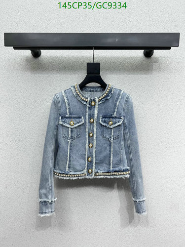 Balmain Women's Embellished Frayed Denim Jacket - Light Blue Wash