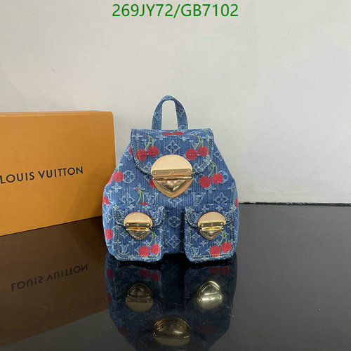 Louis Vuitton Cherry Print Denim Backpack - Mirror Quality Replica