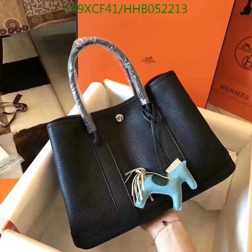 Hermes Garden Party 30 Black Cowhide Tote Bag with Silver Hardware