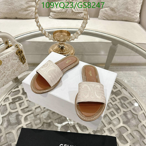 Celine Women's Triomphe Embroidered Canvas & Leather Flat Sandals