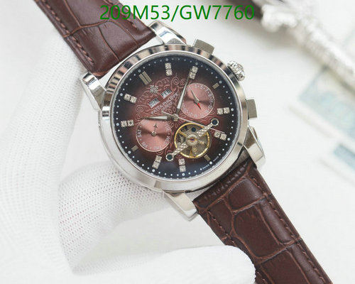 Patek Philippe Automatic Mechanical Watch with Brown Leather Strap