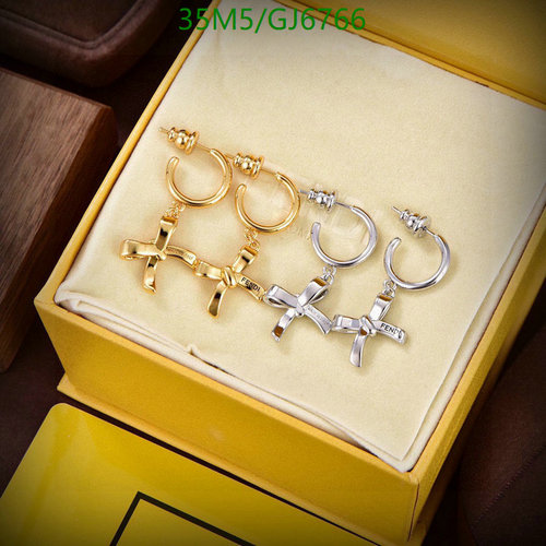 Fendi Bow Hoop Earrings - Gold & Silver Tone Designer Jewelry