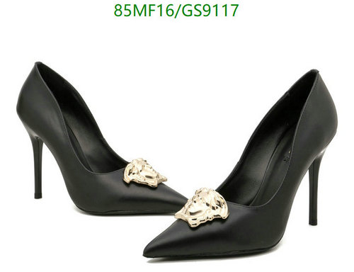 Versace Women's Medusa Aevitas Pointed Toe Pumps - Black Leather Stilettos