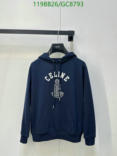 Celine Anchor Logo Cotton Hoodie - Comfortable & Stylish Navy Pullover