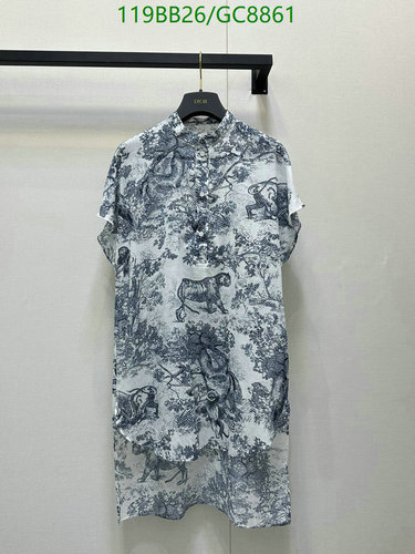 Dior Men's Short Sleeve Cotton Shirt with Toile de Jouy Sauvage Print