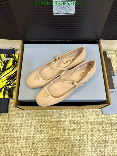 Prada Women's Ballet Flats: Elegant Sheepskin and Leather Sole Shoes