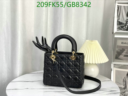 Dior Lady Dior Bag - Luxurious Black Genuine Leather, 24x20x11 CM
