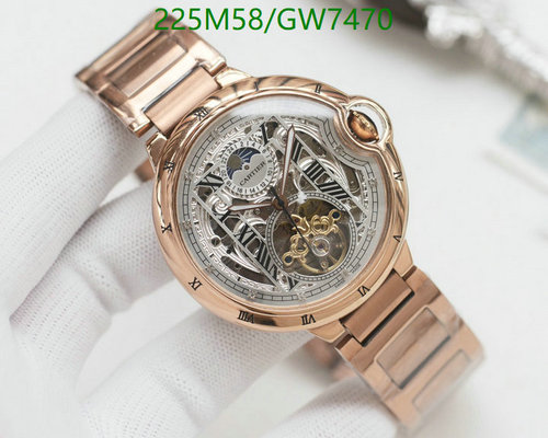 Cartier Automatic Mechanical Watch Rose Gold Stainless Steel Skeleton Dial
