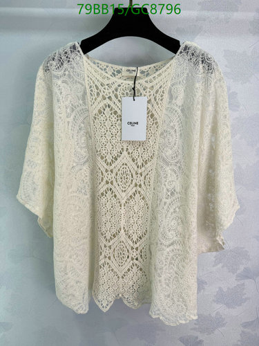 Celine Women's White Lace Knit Top - Elegant Cotton Wool Blend Blouse