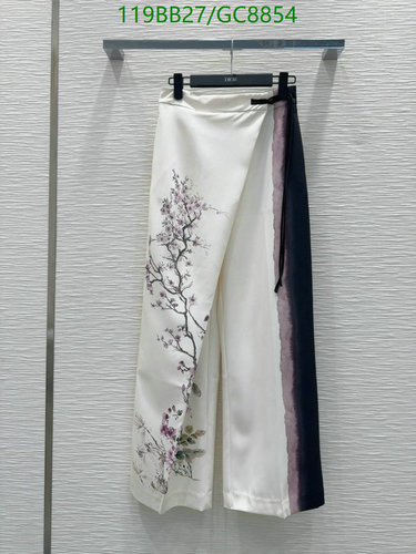 Dior Elegant Floral Print Polyester Wide-Leg Trousers for Women