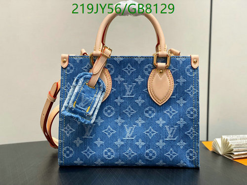 Louis Vuitton OnTheGo PM Tote Bag - Denim Monogram with Leather Trim