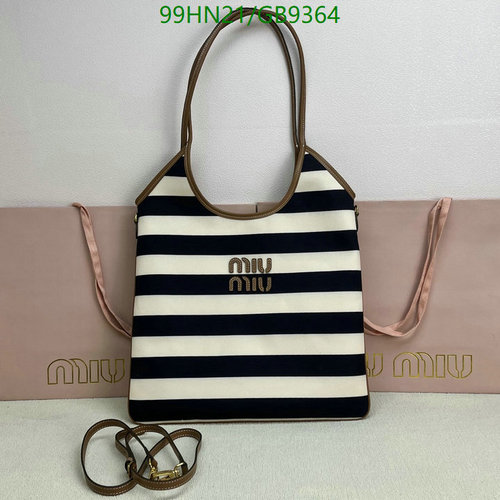 Miu Miu Canvas & Leather Striped Tote Bag - Stylish & Versatile Handbag