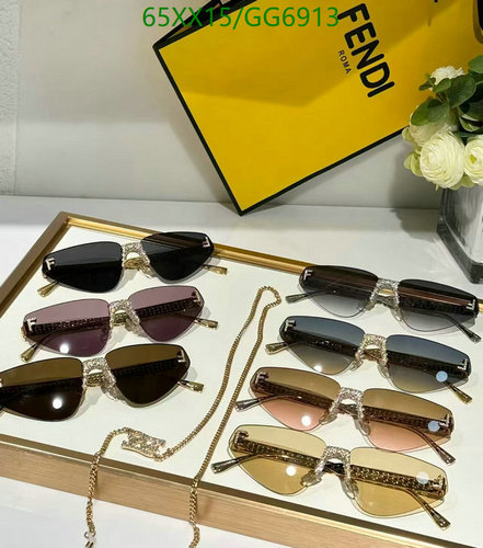 Fendi Glamorous Cat-Eye Sunglasses with Crystal Embellishments