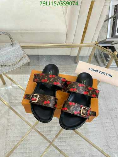 Louis Vuitton Women's Monogram Cherry Print Flat Sandals - Genuine Leather