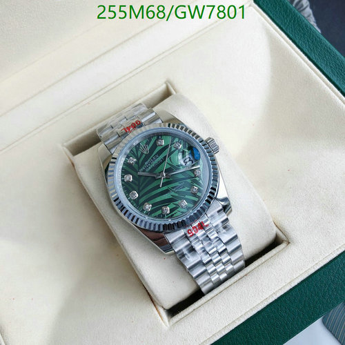 Rolex-Inspired 36mm Automatic Watch with Green Palm Dial and Diamond Accents