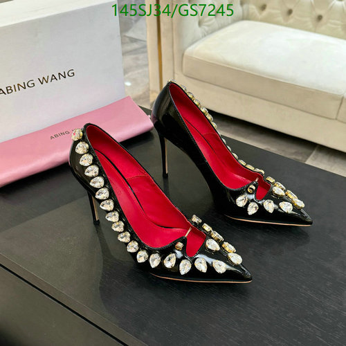 Abing Wang Women's Patent Leather Pumps with Crystal Embellishments