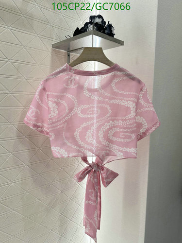 Chanel Women's Pink Patterned Cropped Tie-Front Top