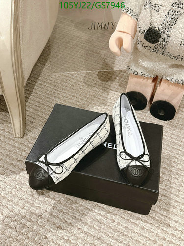 Chanel Women's Classic Tweed Ballet Flats with Cap Toe & Bow Detail