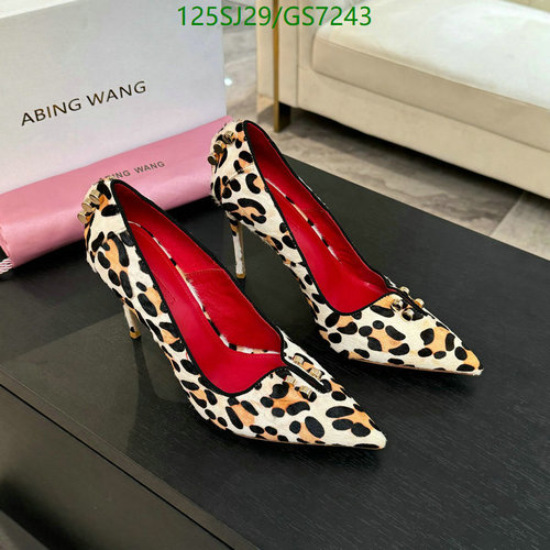 Abing Wang Women's Leopard Print Pointed Toe Pumps with Stud Embellishments