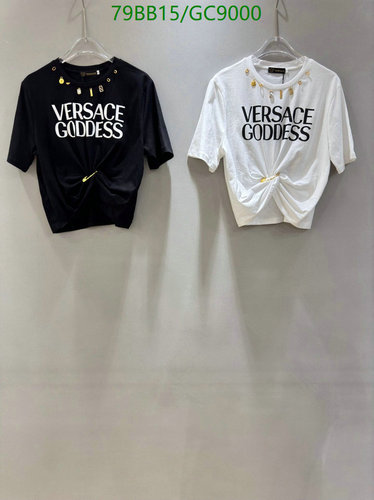 Versace Goddess Cotton T-Shirt with Decorative Hardware - Casual & Chic