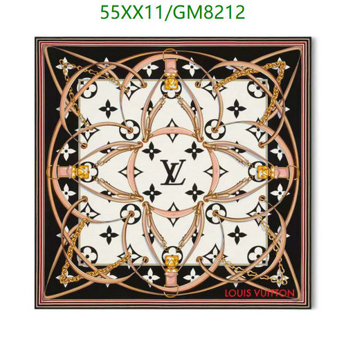 Louis Vuitton Silk Scarf 90CM Square - Elegant Monogram & Buckle Design
