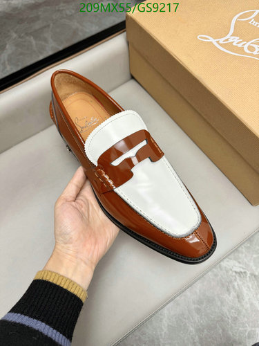 Christian Louboutin Men's Elegant Two-Tone Cowhide Leather Loafers with Box