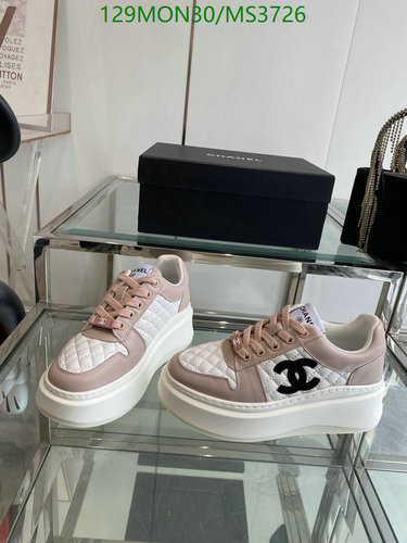 Chanel Women's Pink & White Quilted Leather Platform Sneakers - EU35-40