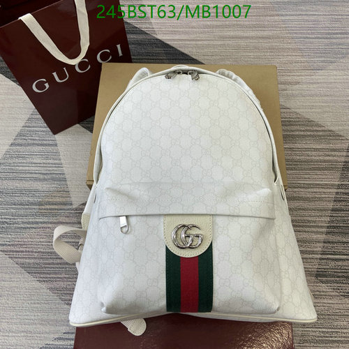 Gucci Off The Grid Backpack GG Canvas White Leather Trim Luxury Bag