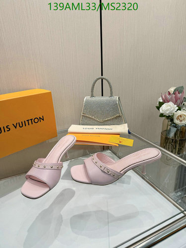 Products 15 Louis Vuitton Women's Pink Sheepskin Heeled Mules - Elegant & Comfortable