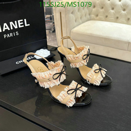 Chanel Women's Elegant Ruffle Bowknot Sheepskin Sandals - 8CM Heel