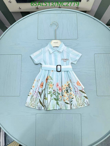 Fendi Kids' Striped Floral Cotton Dress with Belt - Elegant Summer Apparel 7 Fendi Kids' Striped Floral Cotton Dress with Belt - Elegant Summer Apparel