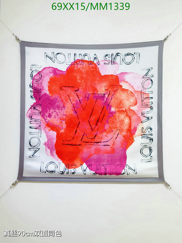 Louis Vuitton MM1339 Silk Scarf - Vibrant Watercolor Monogram for Women