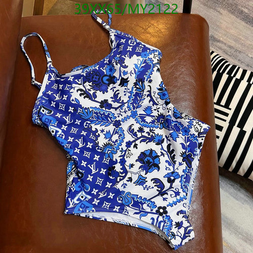 Louis Vuitton Blue and White Monogram Floral One-Piece Swimsuit for Women