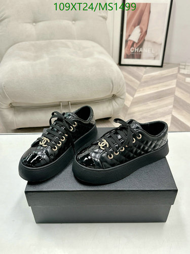 Chanel Women's Quilted Leather Platform Sneakers - Black & Gold CC Logo