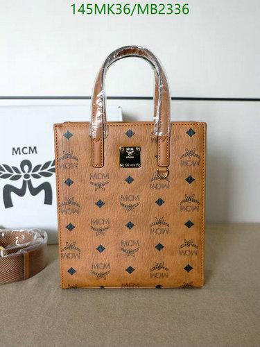 Products 25 MCM Visetos Coated Canvas Small Essential Tote Bag - Cognac Brown