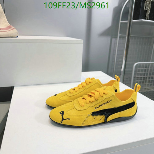 Balenciaga Unisex Yellow Cow Suede Sporty Low-Top Sneakers MS2961 7 Balenciaga Unisex Yellow Suede Sneakers - Comfortable & Stylish Athletic Shoes