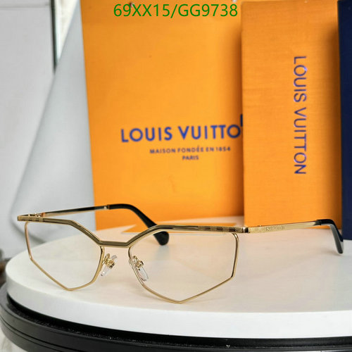 Louis Vuitton Stylish Gold-Tone Geometric Frame Glasses for Everyday Wear